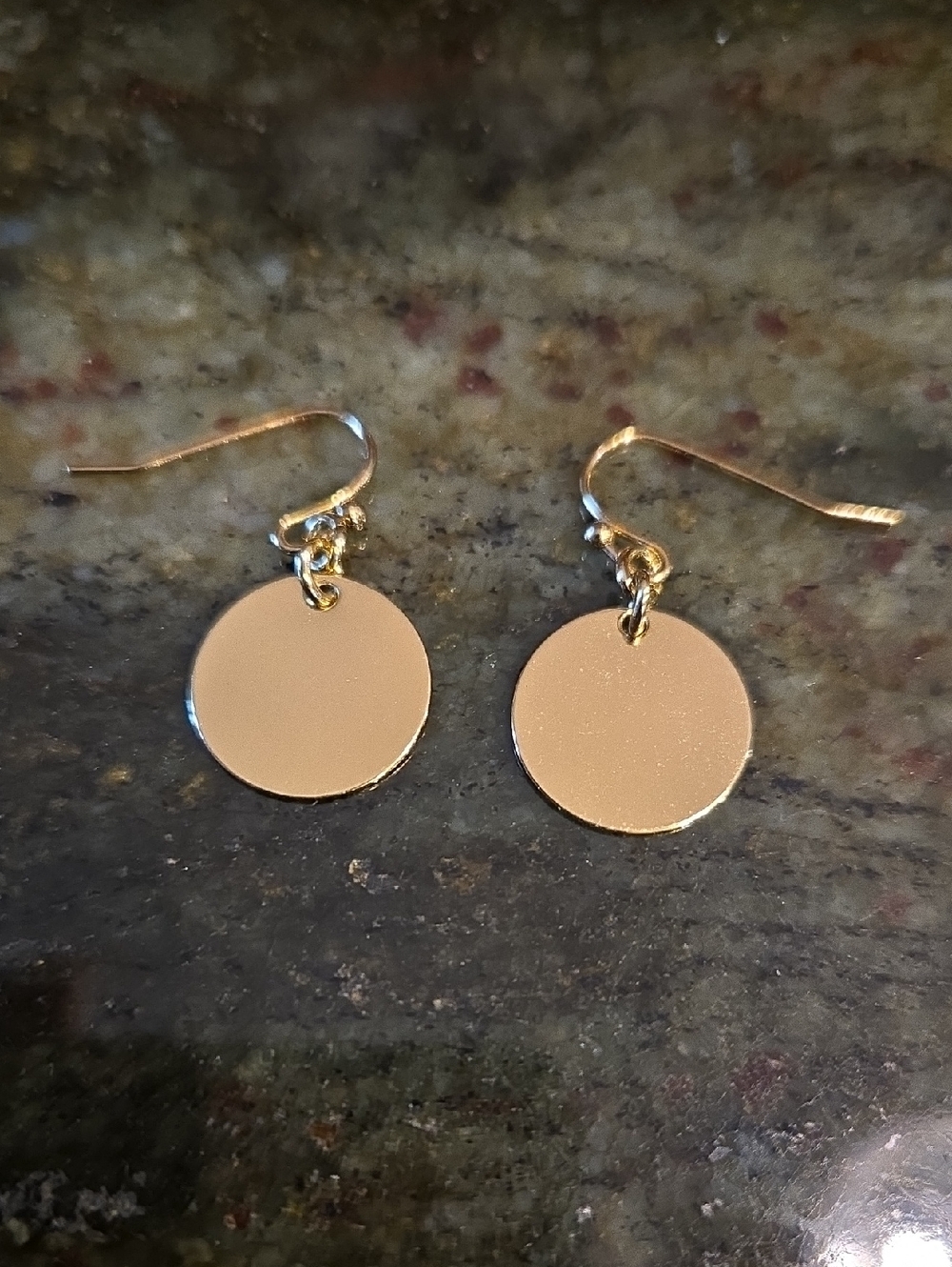 Gold Disc Drop Earrings - Classic Women's Jewelry